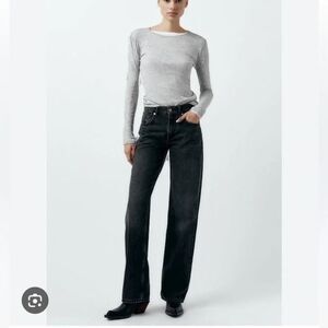 Zara 90s Straight Leg Relaxed High-Rise Jeans Full Length Vintage Black Size 4